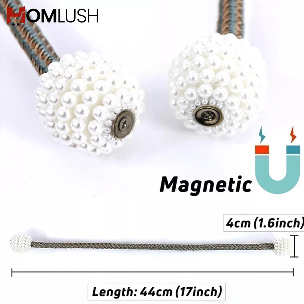 Magnetic Curtain Holder Pair with Pearl Tiebacks