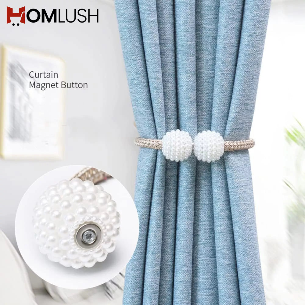 Magnetic Curtain Holder Pair with Pearl Tiebacks