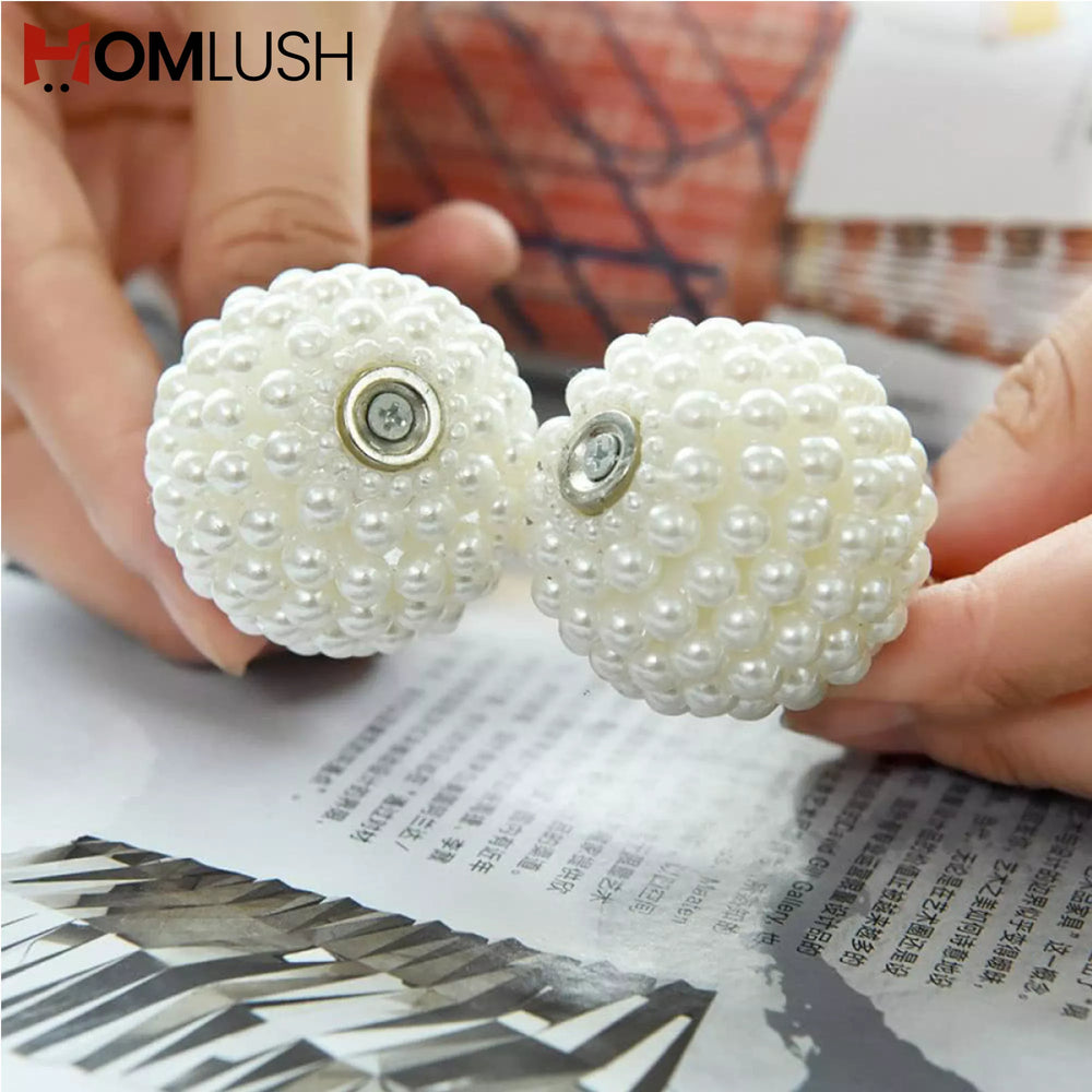 Magnetic Curtain Holder Pair with Pearl Tiebacks