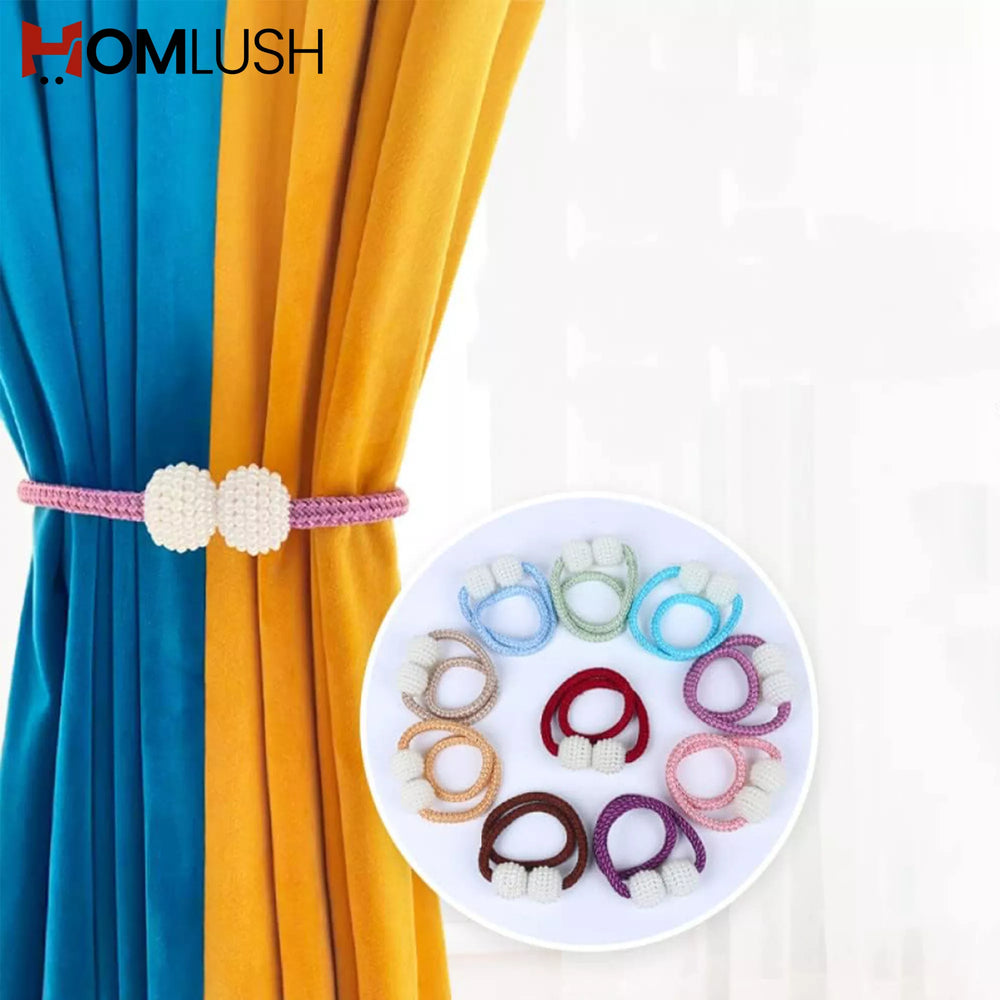Magnetic Curtain Holder Pair with Pearl Tiebacks