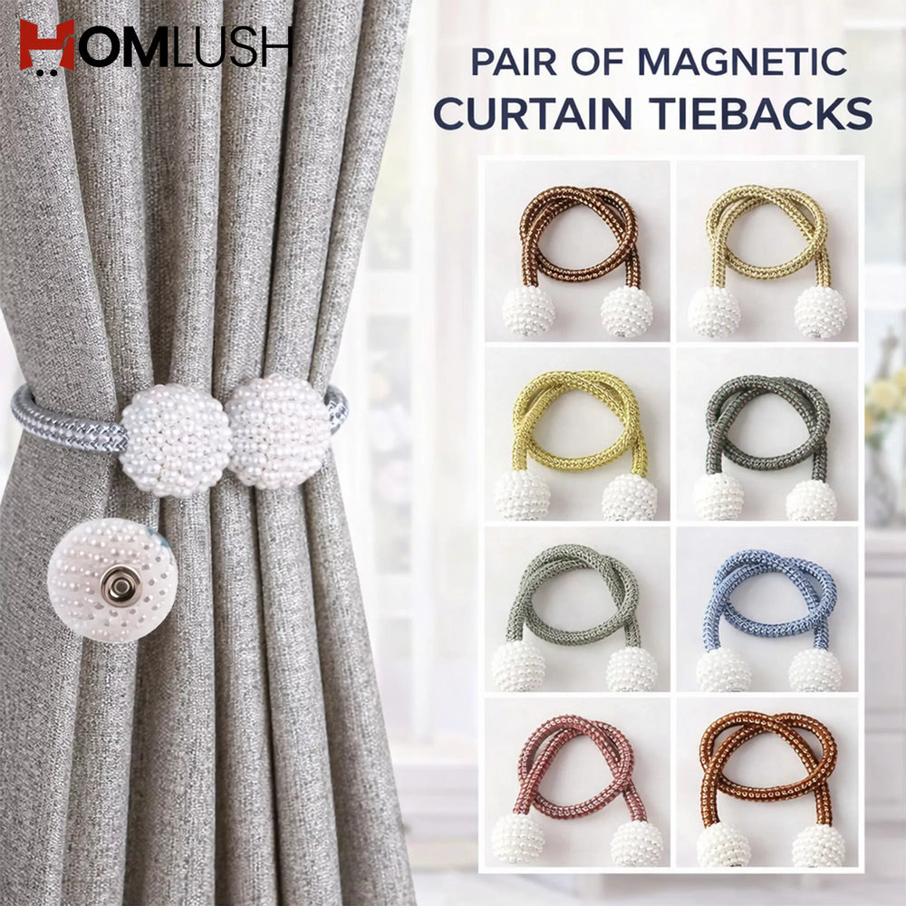 Magnetic Curtain Holder Pair with Pearl Tiebacks
