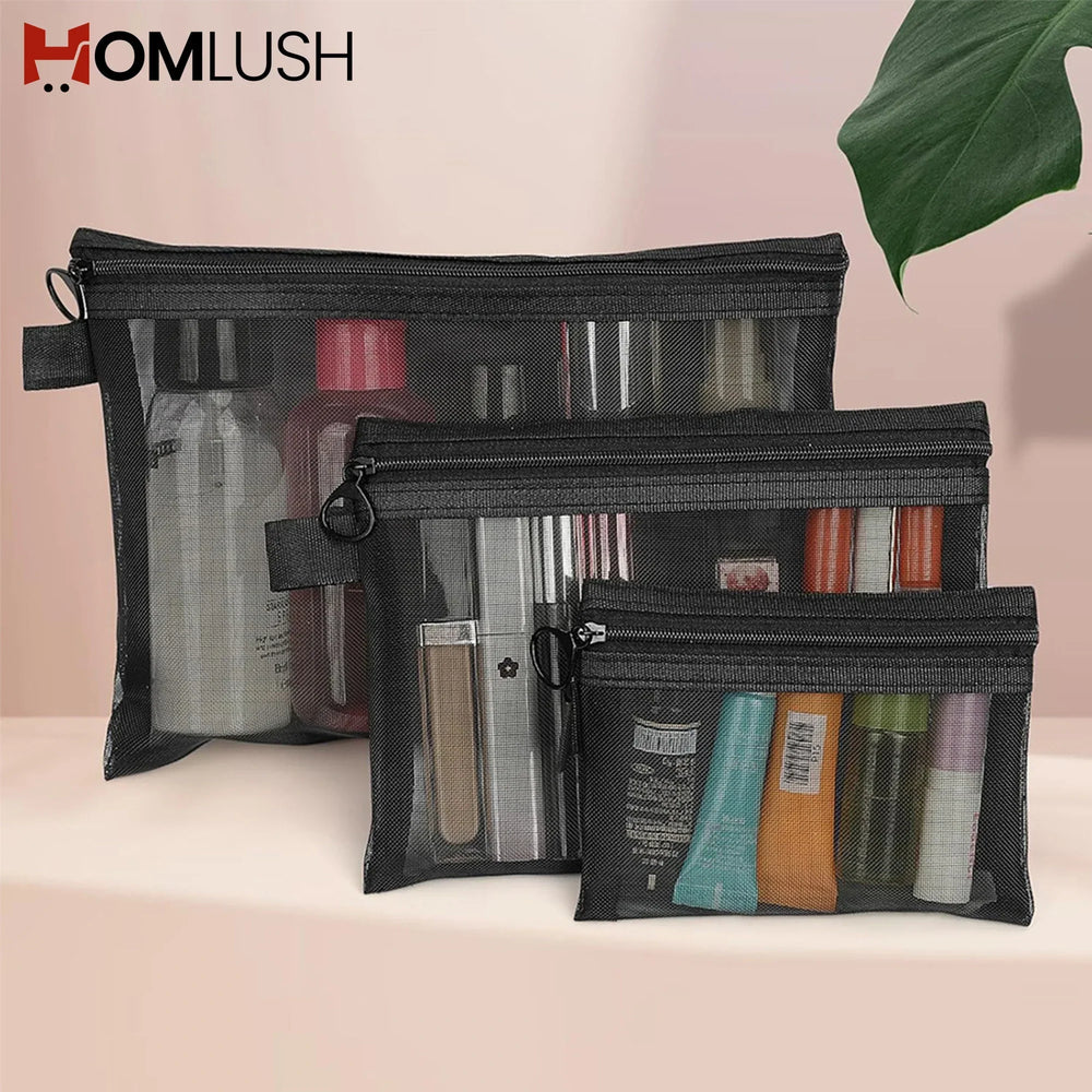 3 Pcs Cosmetic Pouch Set – Travel Makeup Organizer Bags