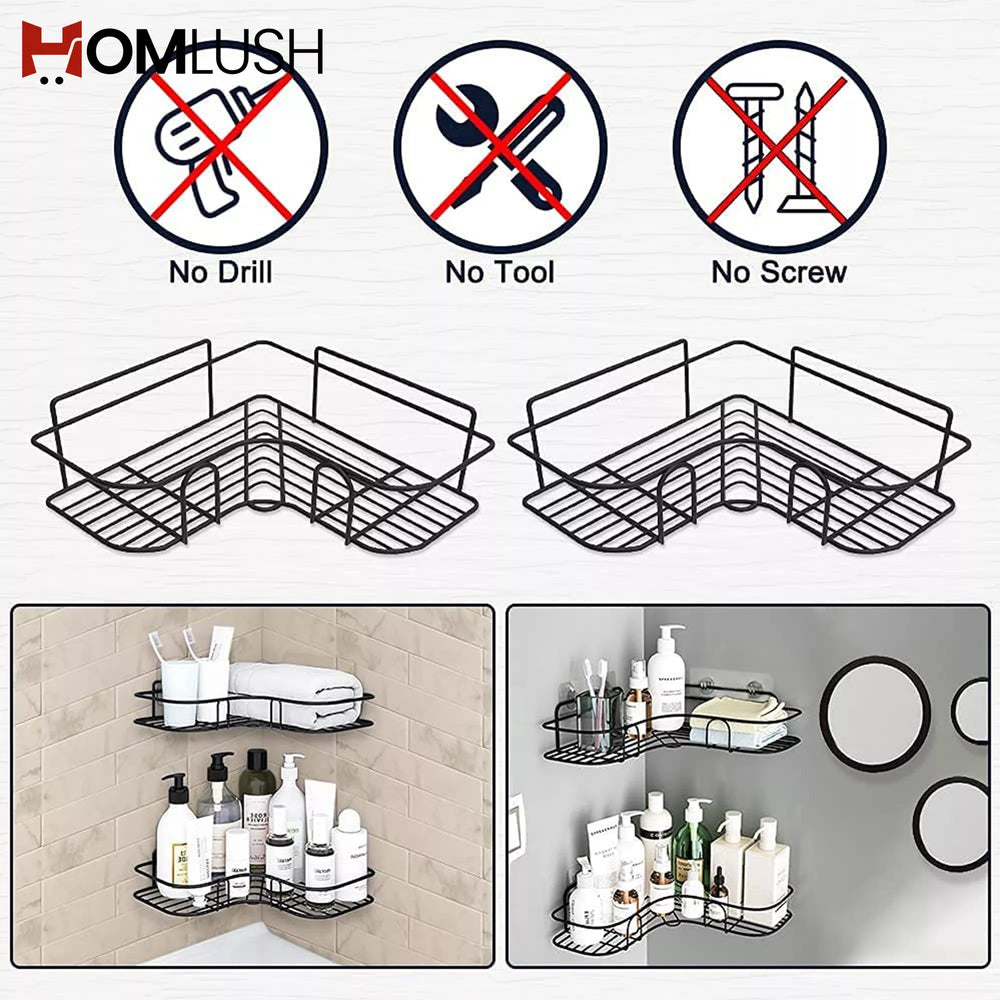 Bathroom Corner Shelf – Punch Free Shower Rack
