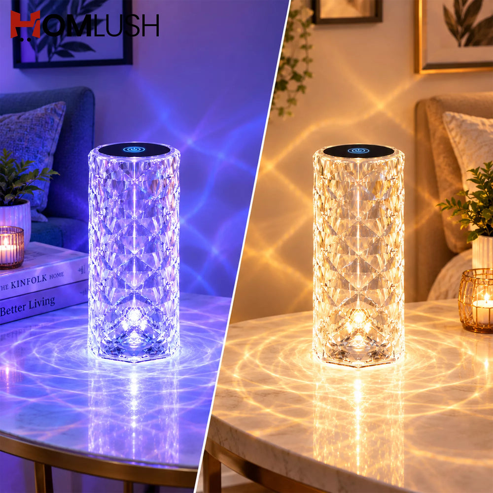 16-color RGB crystal table lamp for modern home decor
