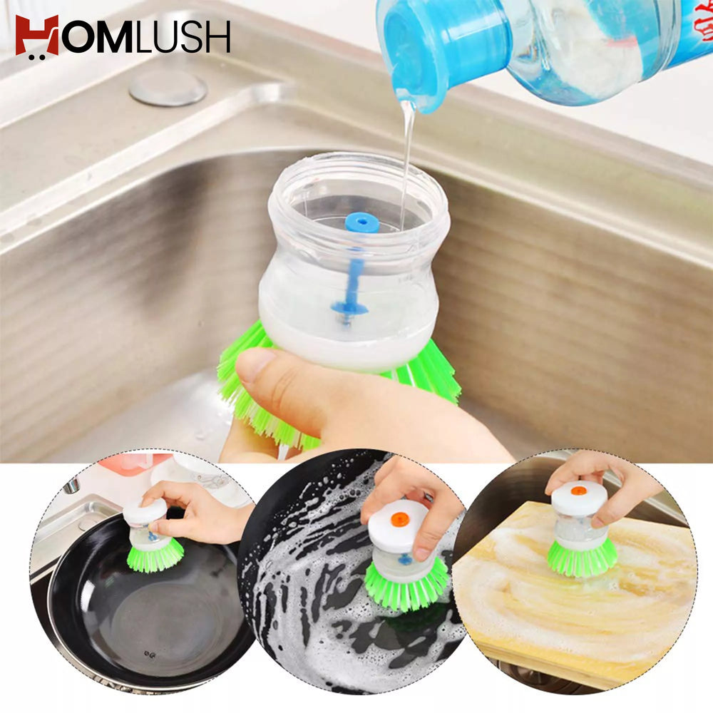 Kitchen Soap Dispensing Brush with Scrubber