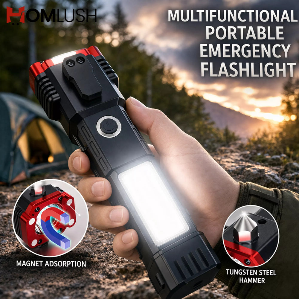 Rechargeable LED Torch Light with Safety Hammer High Power