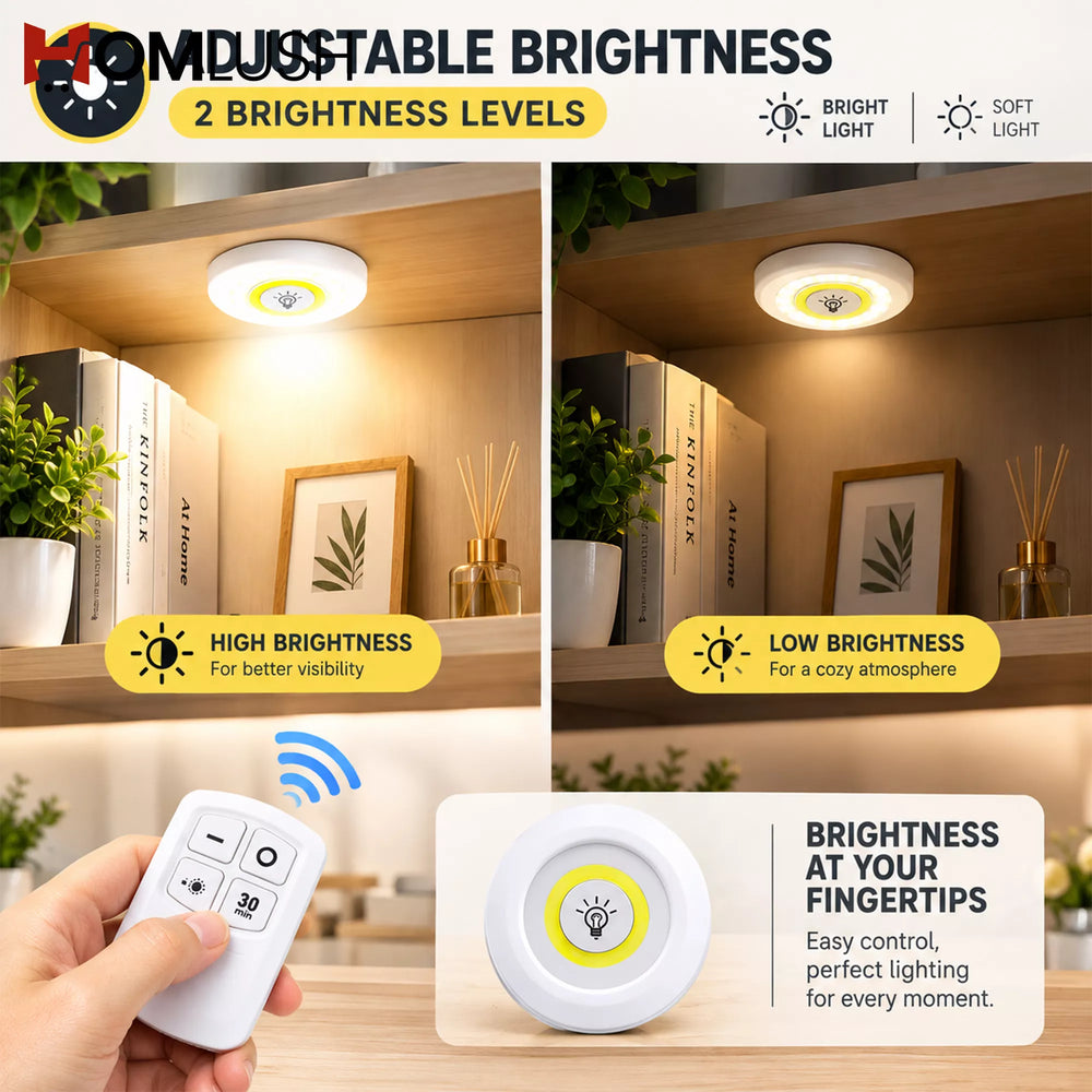 HOMLUSH Wireless LED Puck Light with adjustable brightness levels