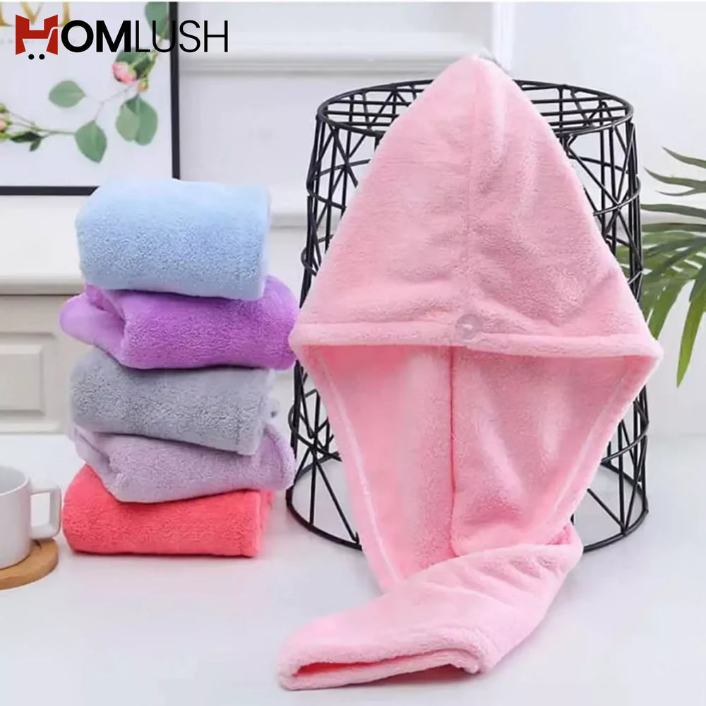 Hair Drying Towel Wrap with Button