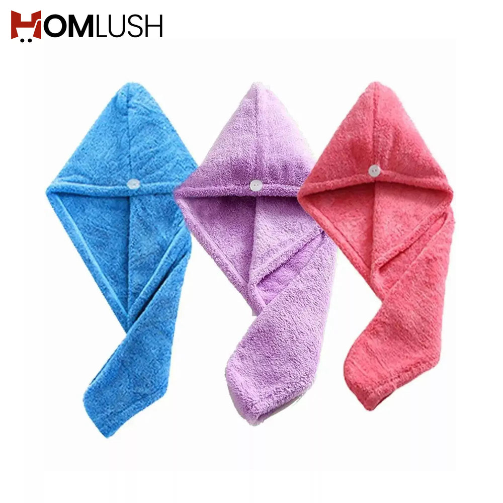 Hair Drying Towel Wrap with Button