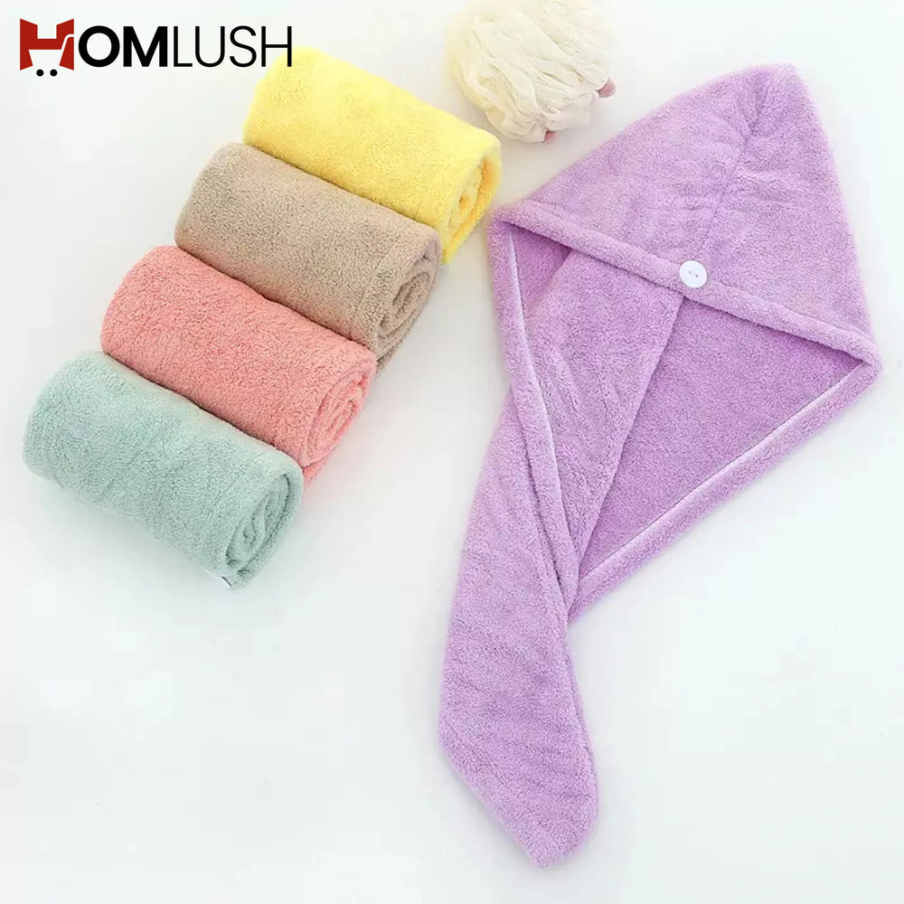 Hair Drying Towel Wrap with Button