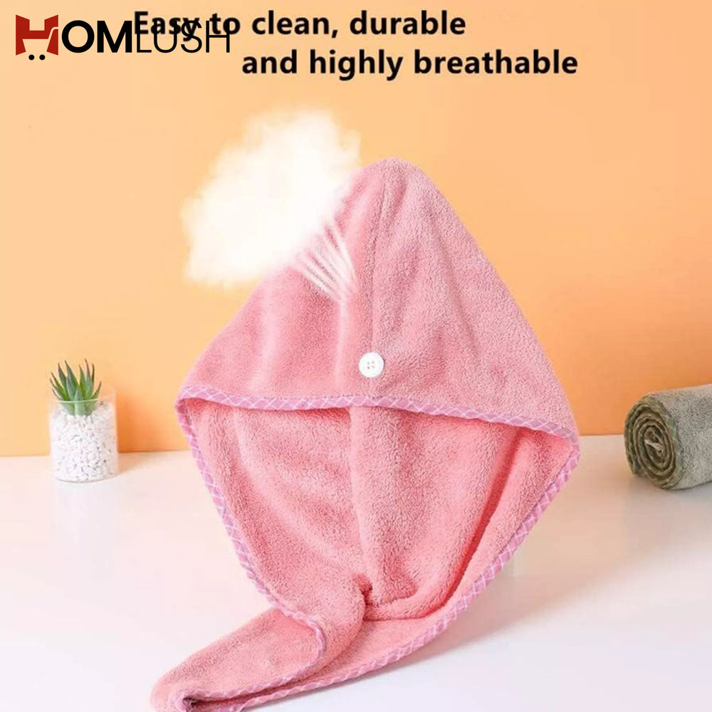 Hair Drying Towel Wrap with Button