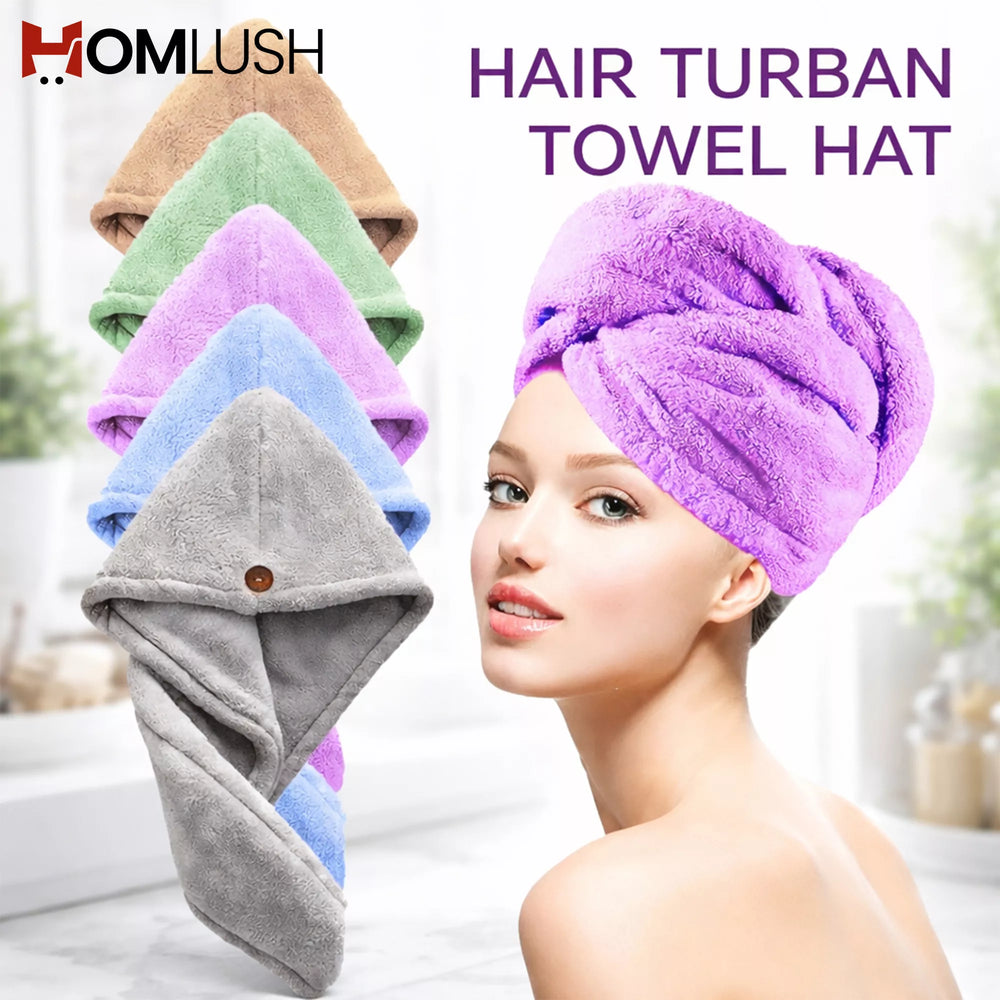 Hair Drying Towel Wrap with Button