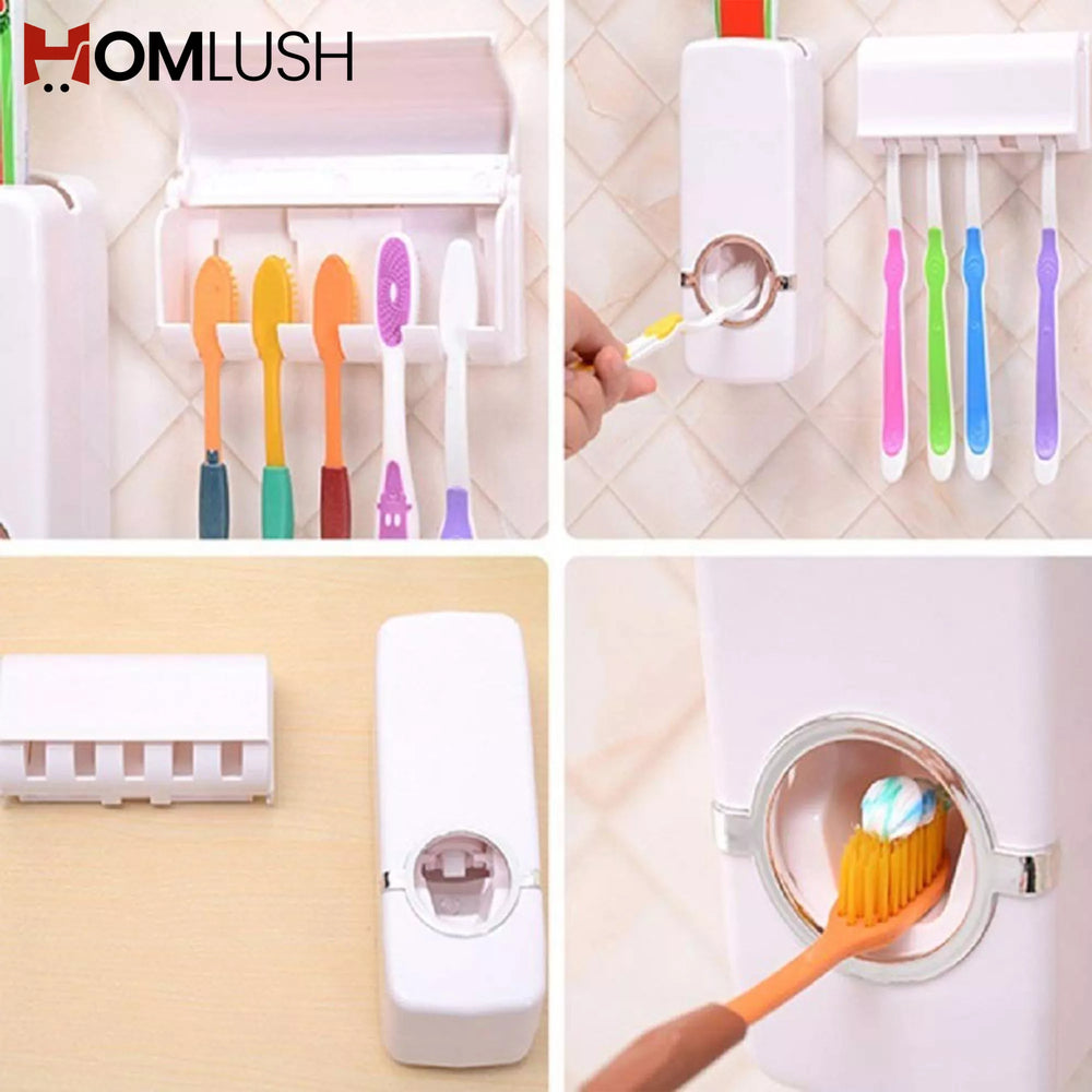 Automatic Toothpaste Dispenser with Toothbrush Holder