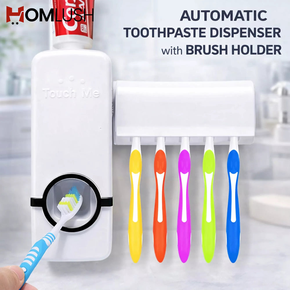 Automatic Toothpaste Dispenser with Toothbrush Holder